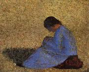 Georges Seurat The Countrywoman sat on the Lawn Sweden oil painting artist